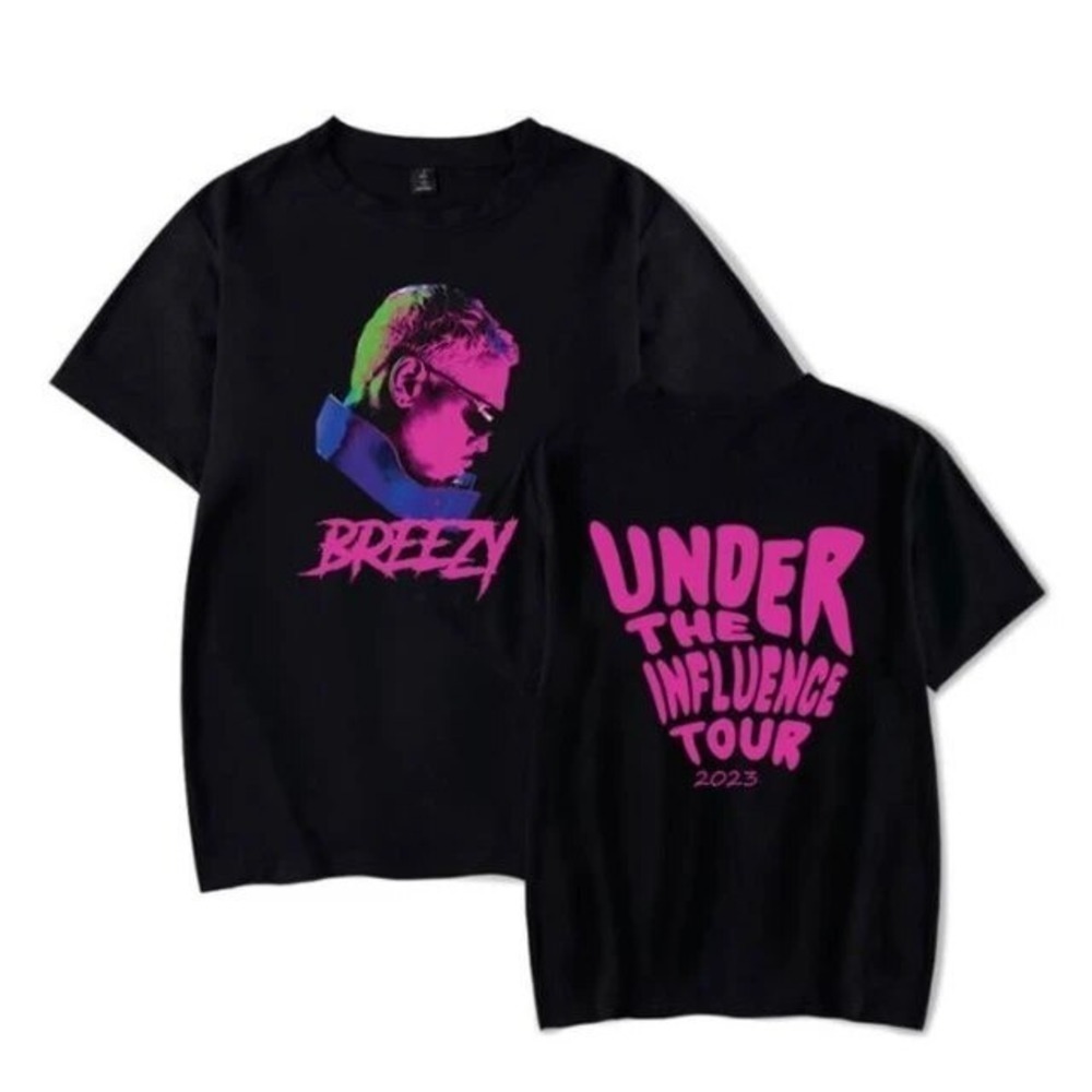 Breezy Under The Influence Tour Chris Brown T Shirt 2 Sided